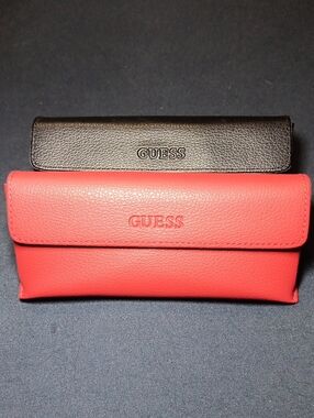 Guess Two-Tone Red and Black Leather Wallet Set